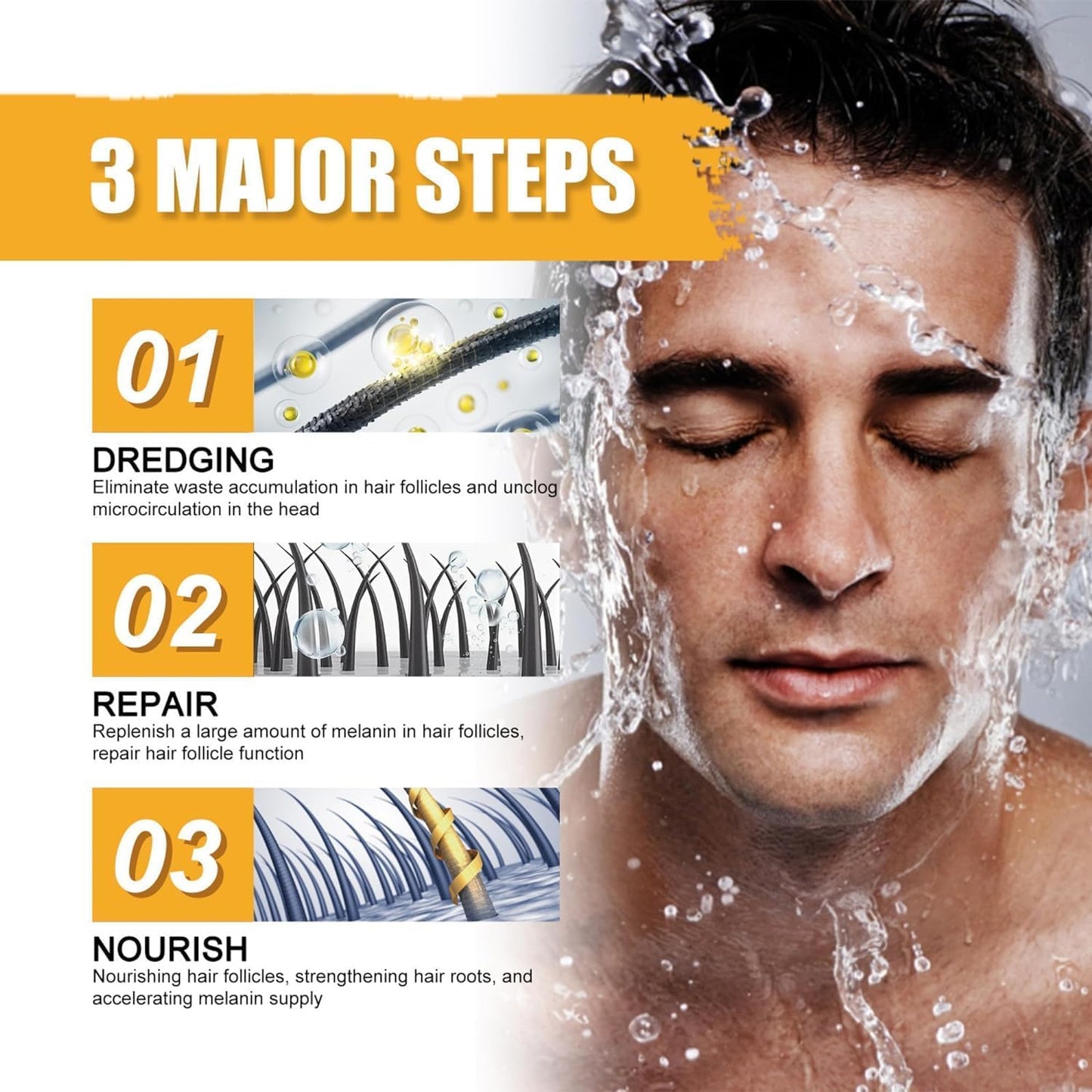 Black Soap Bar Shampoo for Men Hair and Beard Repair