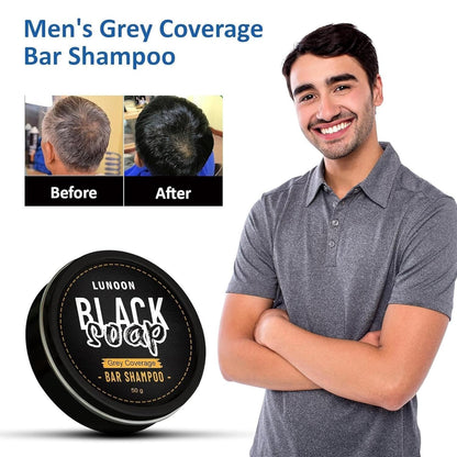Black Soap Bar Shampoo for Men Hair and Beard Repair
